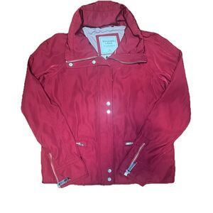 Abercrombie & Fitch Red Anorak High-Shine Jacket Women Size XS Full Zip Pockets